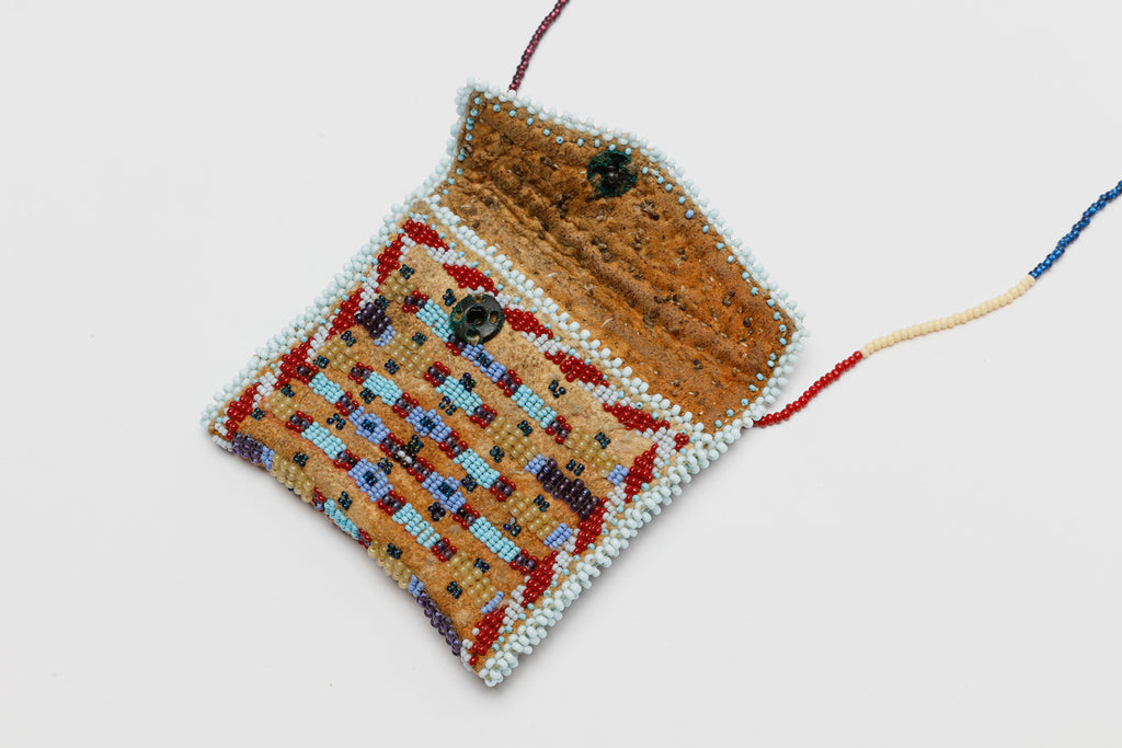 Beaded Pouch Necklace by Maynard White Owl Lavadour, Cayuse and