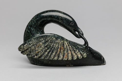 Preening Bird Carving by Kellypalik Etidloie, Inuit