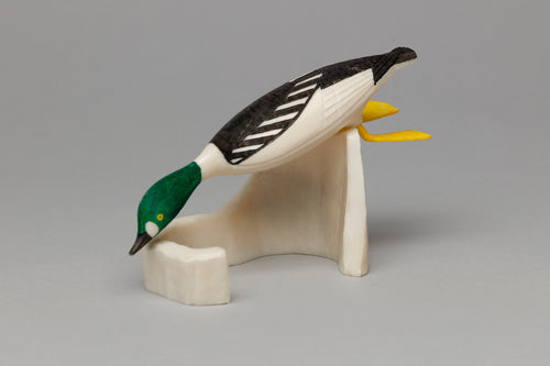 Diving Golden Eye Carving, c.2000, by Al Mayac, Siberian Yup'ik