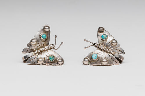 Vintage Navajo Butterfly Earrings, c. 1940