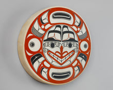 Drum depicting Storyteller by David A. Boxley, Alaskan Tsimshian
