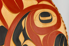 Panel depicting Wolf Moon by Moy Sutherland, Nuu-Chah-Nulth Nation