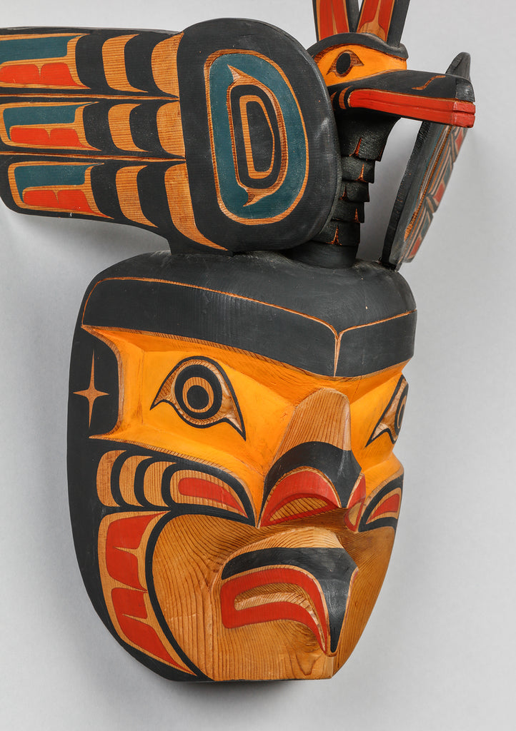 Kwakiutl Mask Oscar Ozzie Matilpi 木製 マスク Mask depicting Kingfisher by Ozzie Matilpi (1958-2005). Kwakwaka
