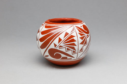 Red Pot with Creme Design by Flo Yepa, Jemez Pueblo