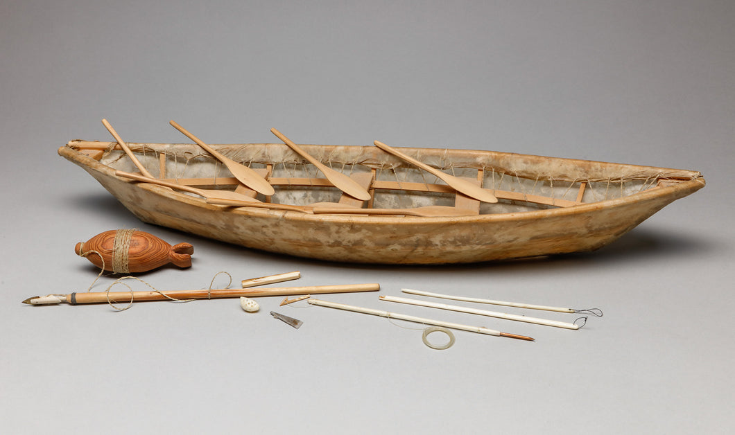 Boat with Paddles, Hunting Implements, & Bladder Float by Shayne Howley, Yup'ik