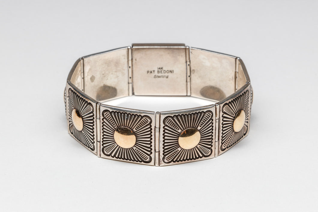 14K and Sterling Silver Link Bracelet by Pat Bedoni, Navajo