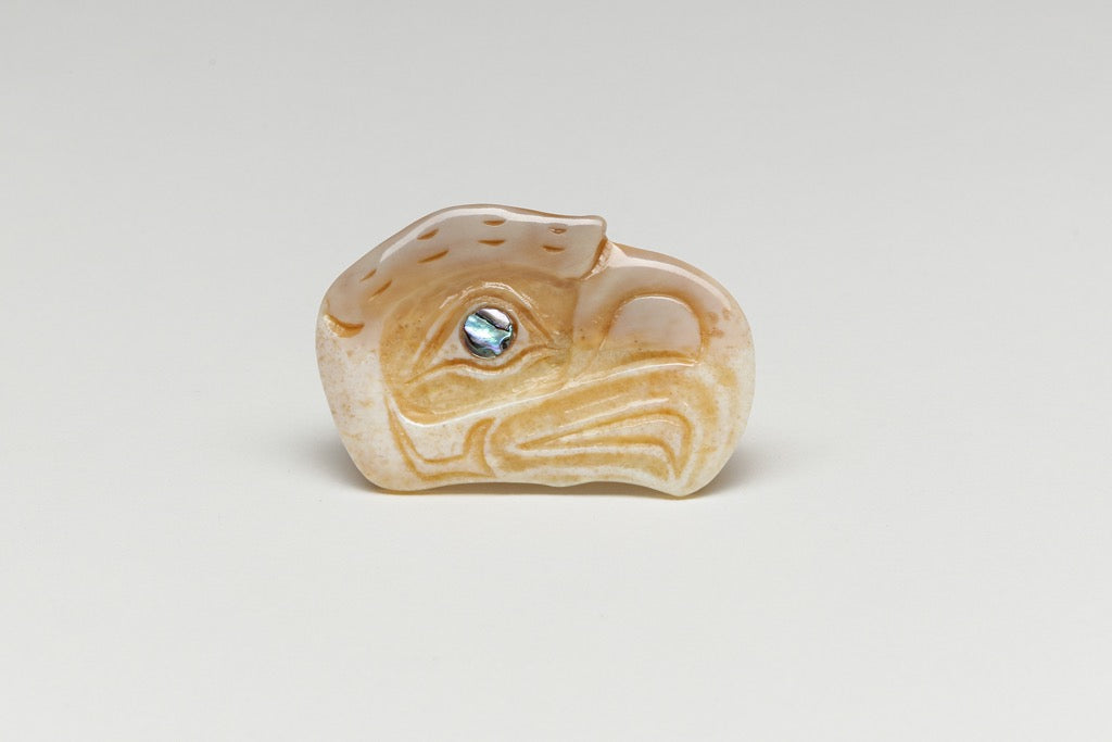 Fossil Ivory Eagle Pin by Nakwesee, Cherokee
