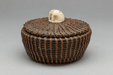 Vintage Baleen Basket with Walrus Finial, c. 1980, Inupiaq