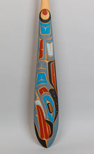 Paddle depicting Dolphin Being Attacked by Sea Lion by Trevor Hunt, Kwakwaka'wakw