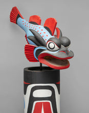 Mask depicting Kumugwe (Sea Monster) with Sculpin Helper, c. 1980 by Lelooska (1933 - 1996)