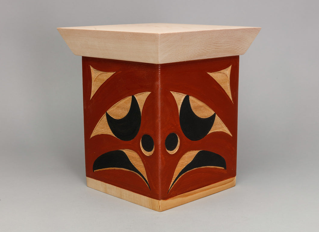 Small Bentwood Box depicting Red Headed Woodpecker by Andy Wilbur Peterson, Skokomish