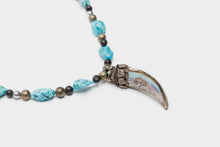 Turquoise Nugget Necklace with Shell Claw Pendant, Navajo