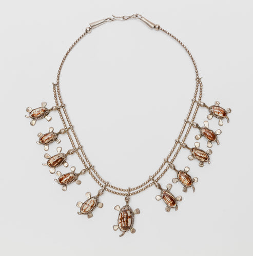 Vintage Necklace with Eleven Turtles c. 1970, Navajo