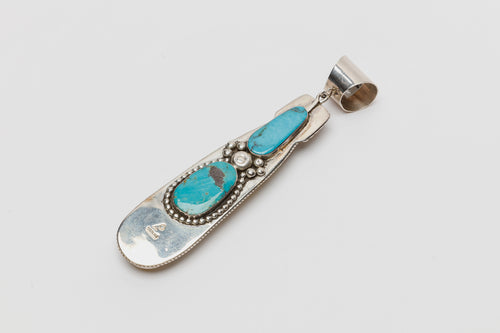 Double-sided Pendant of Turquoise and Bone, Navajo