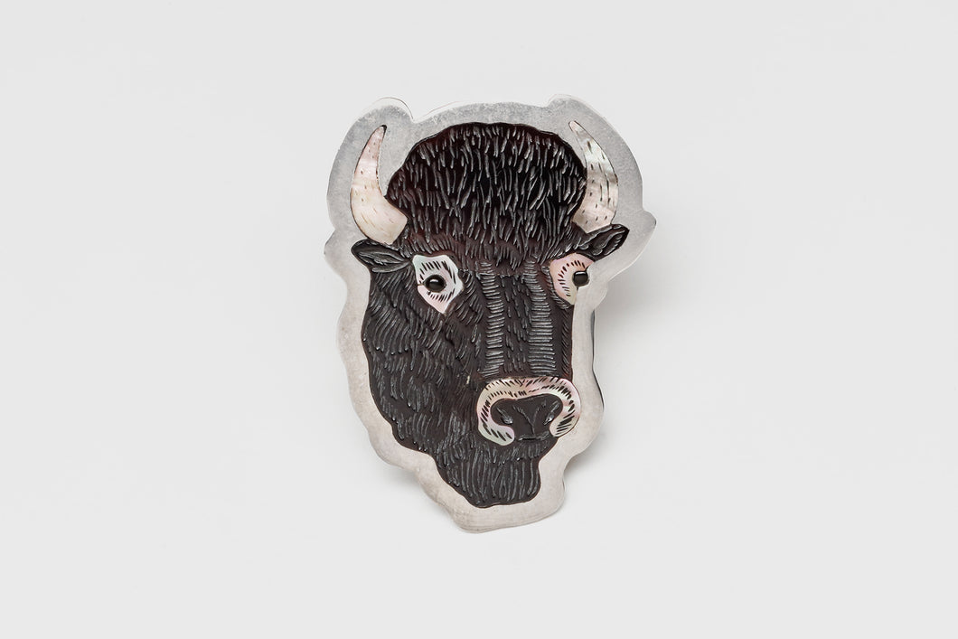 Buffalo Pin and Pendant by Dale Edaakie (b. 1938), Zuni