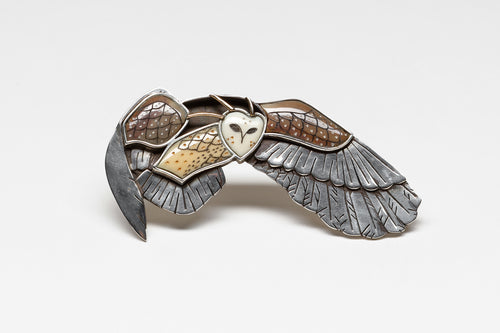 Flying Owl Pin by Dawn Wallace, Aleut