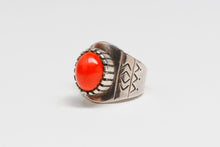 Contemporary Mediterranean Coral Ring, Navajo