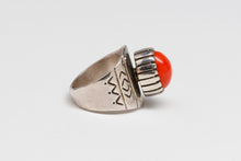 Contemporary Mediterranean Coral Ring, Navajo