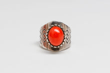 Contemporary Mediterranean Coral Ring, Navajo