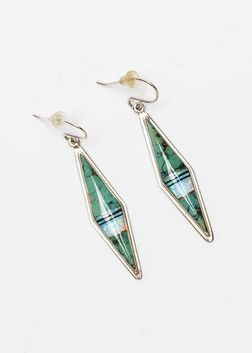 Inlay Dangle Earrings by Ray Tracey, Navajo