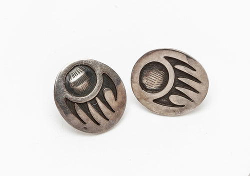 Bear Paw Design Post Earrings, Hopi