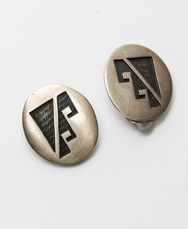 Geometric Design Clip Earrings, Hopi