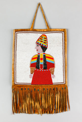Plateau Beaded Bag depicting Plateau Woman in Regalia, c. 1940