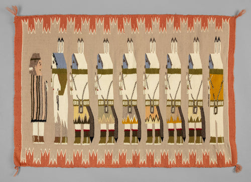 Tapestry Depicting Yei Bi Chei with Leader, Navajo