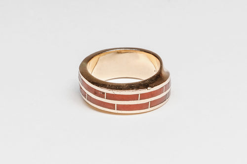 14K Gold Mediterranean Coral Ring by Andy Lee Kirk (1947-2001), Isleta