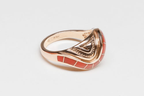 14K Gold Mediterranean Coral Ring by Andy Lee Kirk (1947-2001), Isleta