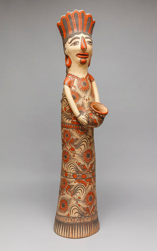 Reina Figure with Flower and Bird Designs, Guerrero