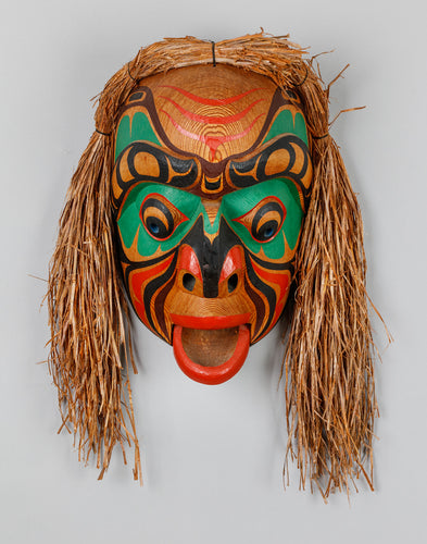 Mask depicting Sneezer by Tom Patterson, Nuu-Chah-Nulth
