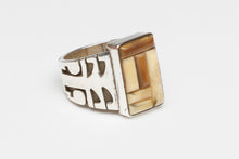 Fossil Ivory Inlay Ring by Gilbert Nelson, Navajo