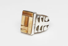 Fossil Ivory Inlay Ring by Gilbert Nelson, Navajo