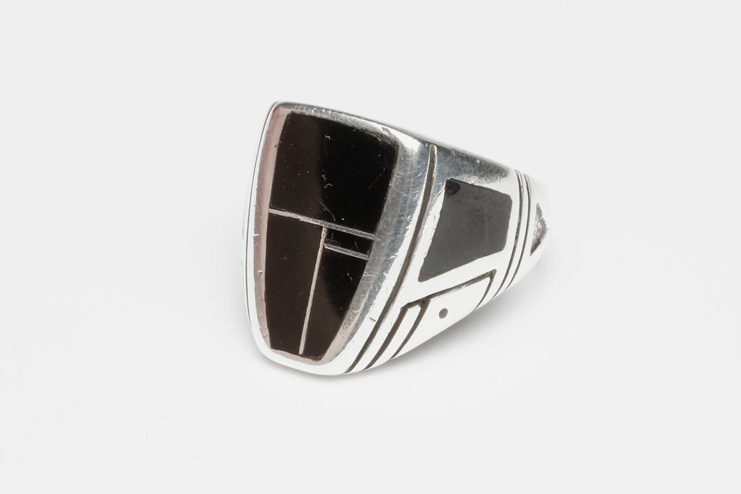 Onyx Inlay Men's Ring by Ray Tracey, Navajo