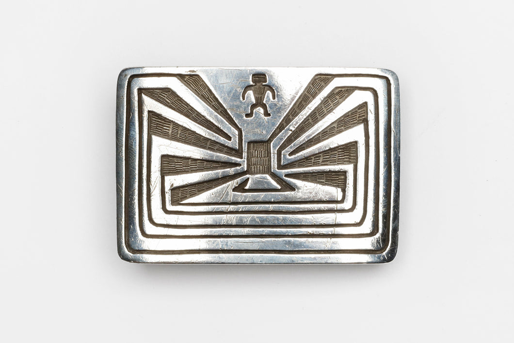 Man in the Maze Design Belt Buckle, Hopi