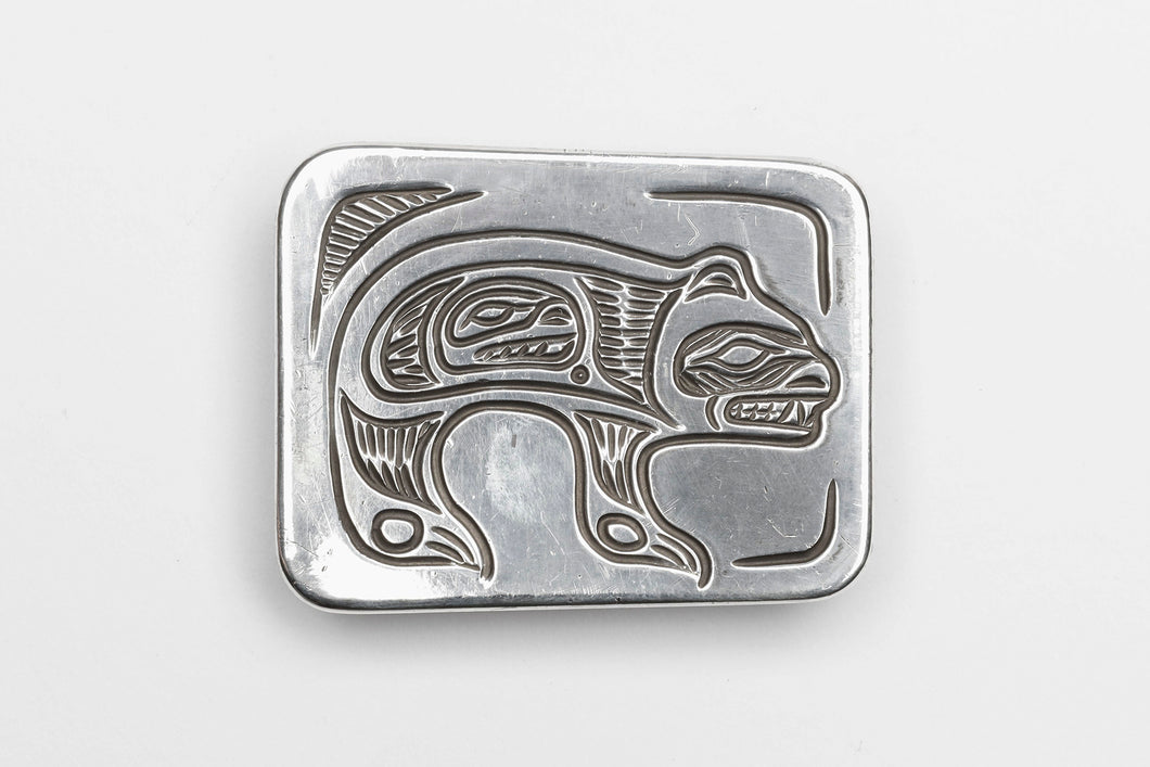 Belt Buckle depicting Bear by Bill Helin, Tsimshian