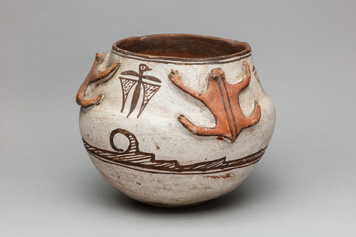 Historic Zuni Prayer Bowl with Frog Effigies, c. 1920