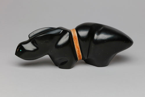 Large Mountain Lion Fetish Carving with Medicine Bundle by Dion Terrazas, Zuni