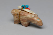 Bear Fetish Carving with Medicine Bundle by Leland Boone, Zuni