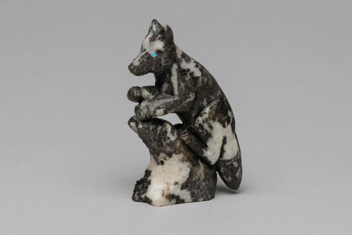 Climbing Fox Fetish Carving by Sly Walela, Zuni