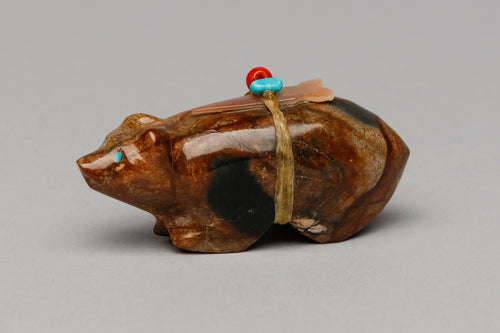 Bear Fetish Carving with Medicine Bundle by Patrick Homer, Zuni