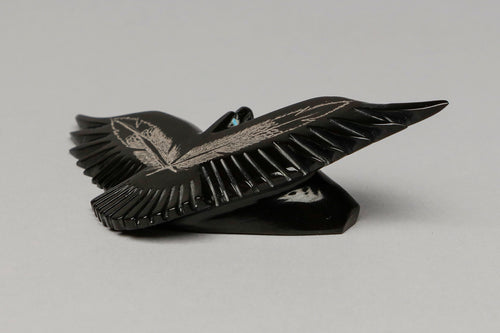 Eagle Fetish Carving with Feather Designs by Hiram Peynetsa, Zuni