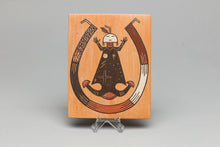 Tile depicting Father Sky with Rainbow by Ida Sahmie, Diné