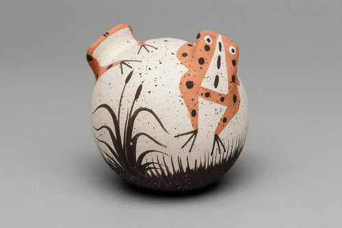 Seed Pot with Frogs and Cattails by Marcus Homer, Zuni Pueblo