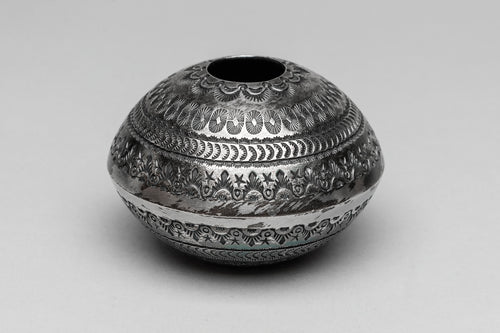 Hand Stamped Sterling Silver Pot by Henry Morgan, Navajo