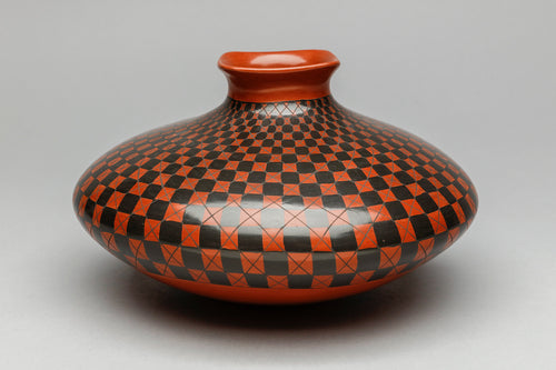 Pottery Vessel with Square Designs by Yoly Ladesma, Mexican