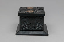 Box Carving Depicting Salmon, Eagle, Raven, Hummingbird and Bear by Glen Pollard, 1984, Haida