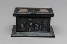 Box Carving Depicting Salmon, Eagle, Raven, Hummingbird and Bear by Glen Pollard, 1984, Haida