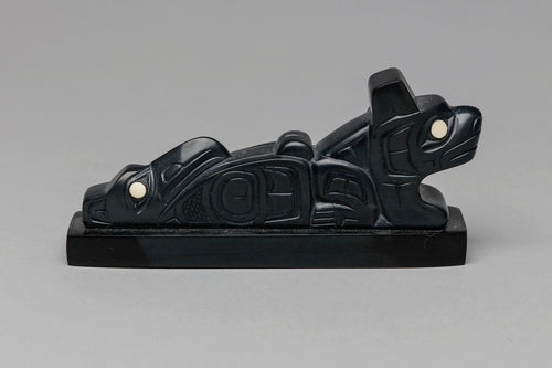 Carving Depicting Raven and Bear by Glen Pollard, Haida
